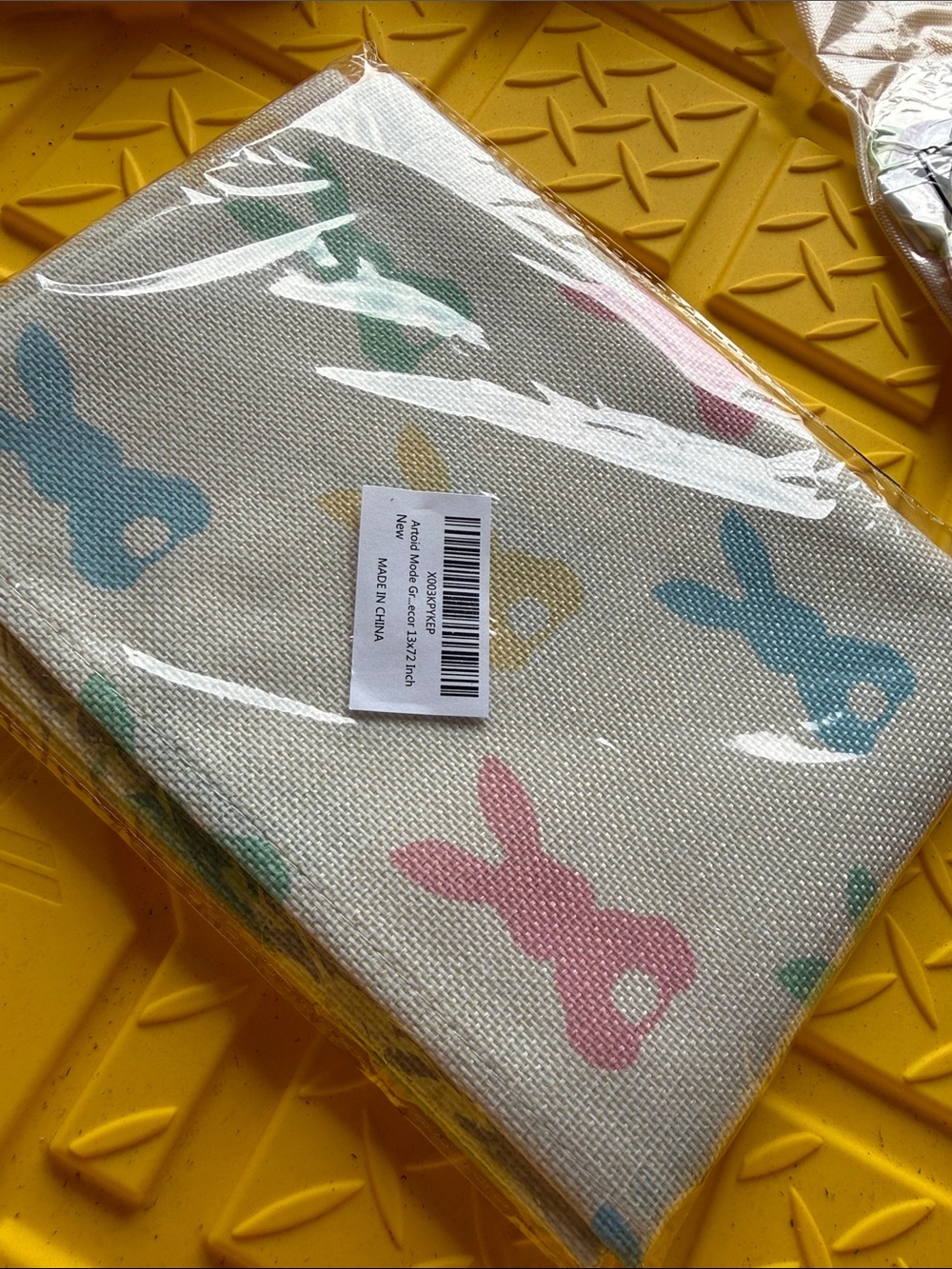 Canvas Bunny Print table runner